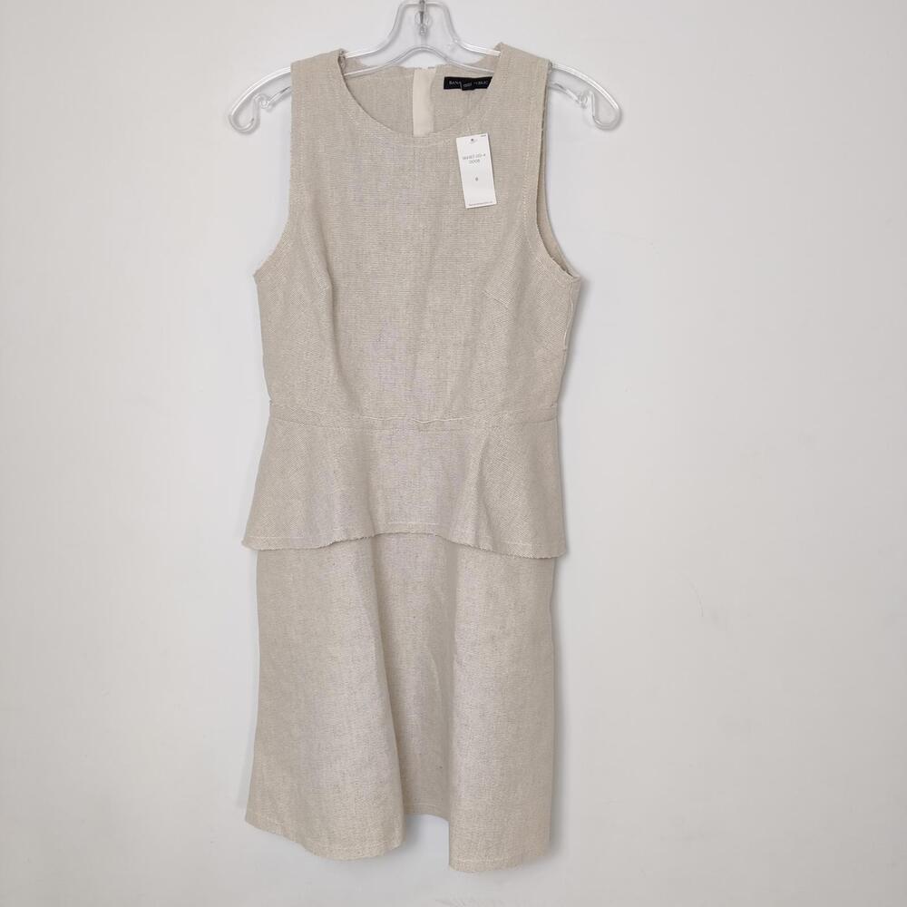 Banana Republic Linen Blend Peplum Sheath Dress Size 8 Quiet Luxury
